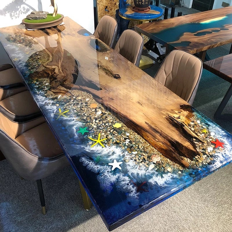 Blue Epoxy Dining Table, Ocean Table, Ocean Dining Table, Epoxy Resin  Table, Resin Table, Epoxy Table, Epoxy Coffee Table, Tabletop Epoxy 