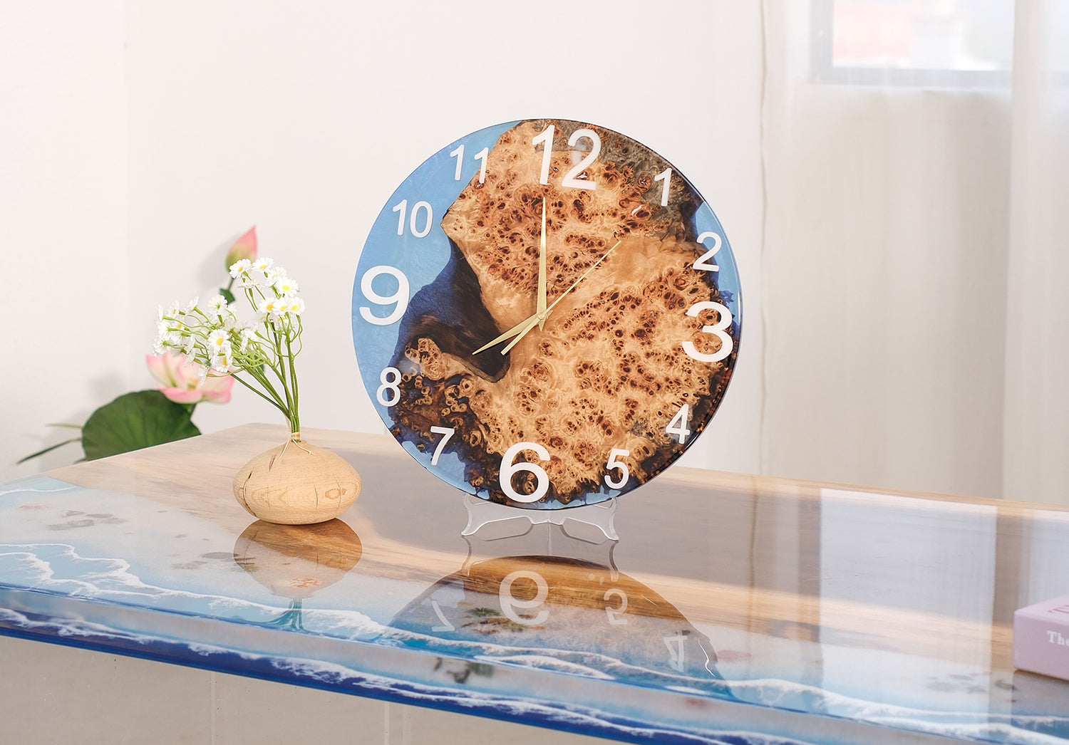 Kazanahome-Epoxy-Wood-Wall-Clock