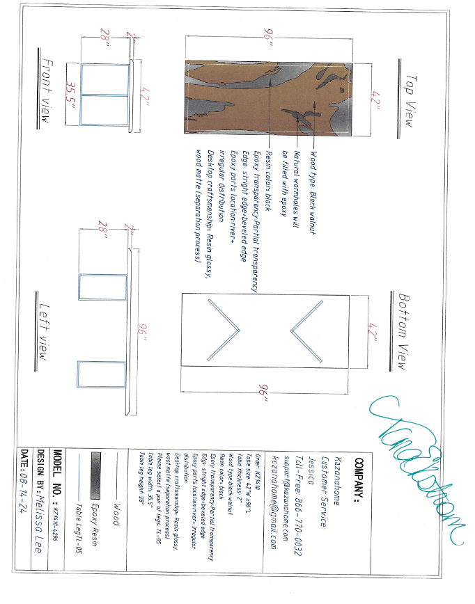 Custom Black Walnut Epoxy Table Balance $2327.65 for Tara