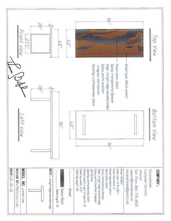 Custom Black Wlanut Epoxy Table balance $2219.09 ‬for Elin