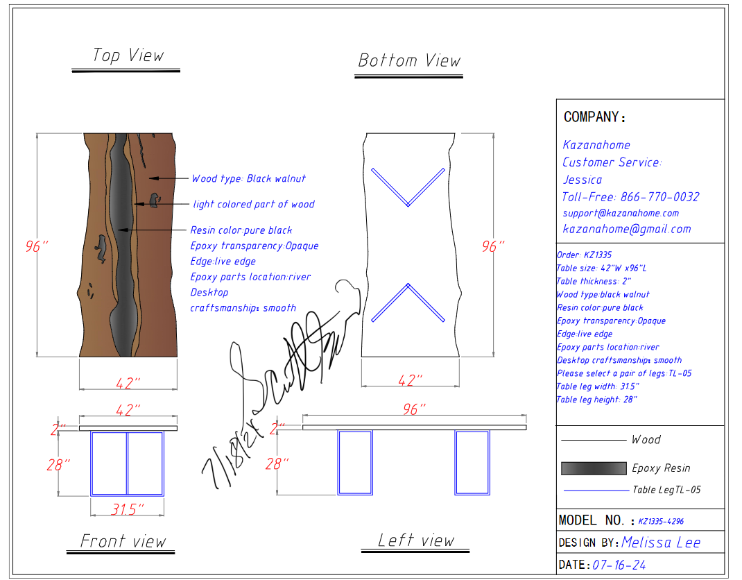 Custom Black Walnut Epoxy Table Balance $2277.65 for Scott