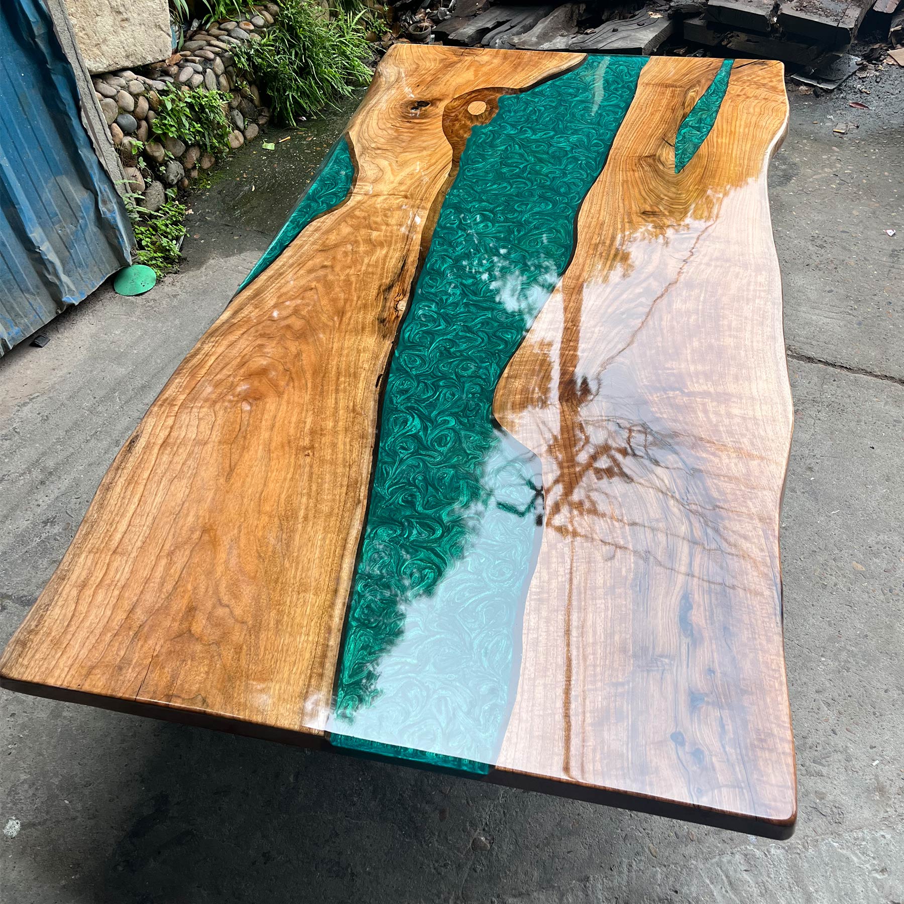 Black Walnut Green Epoxy Table Price Difference $784.93 for Joy