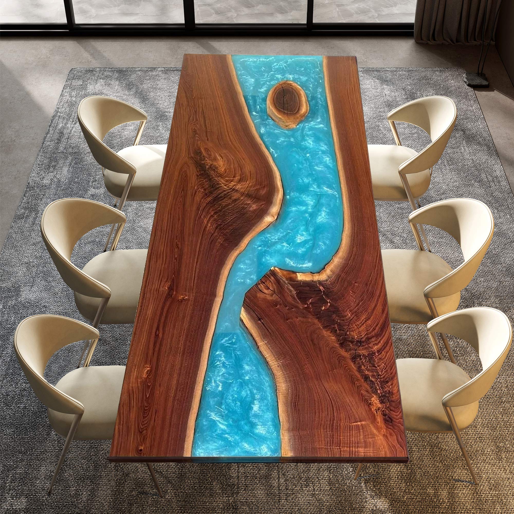 Custom Black Walnut Luxury Epoxy Resin Table 