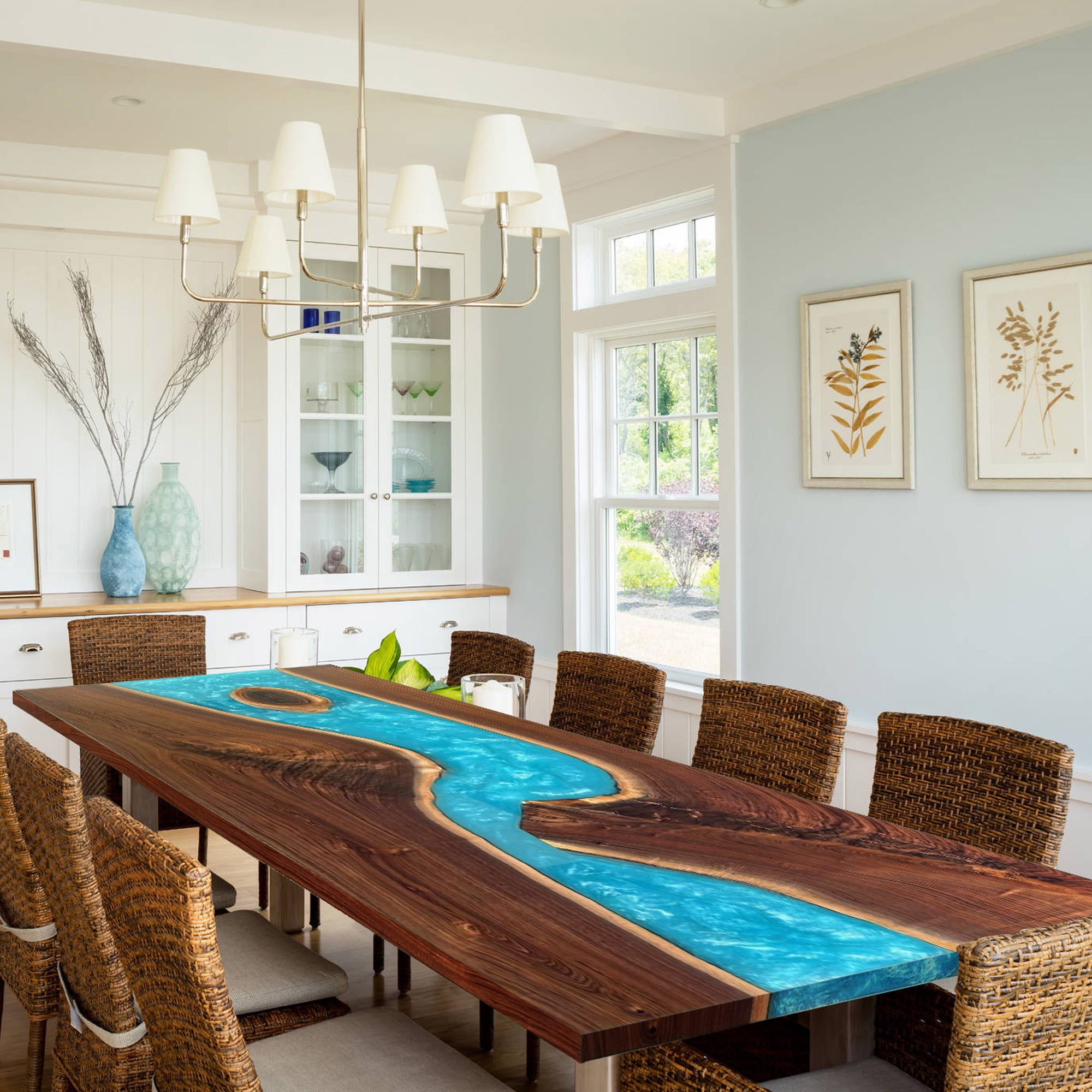 Custom Black Walnut Luxury Epoxy Resin Table 