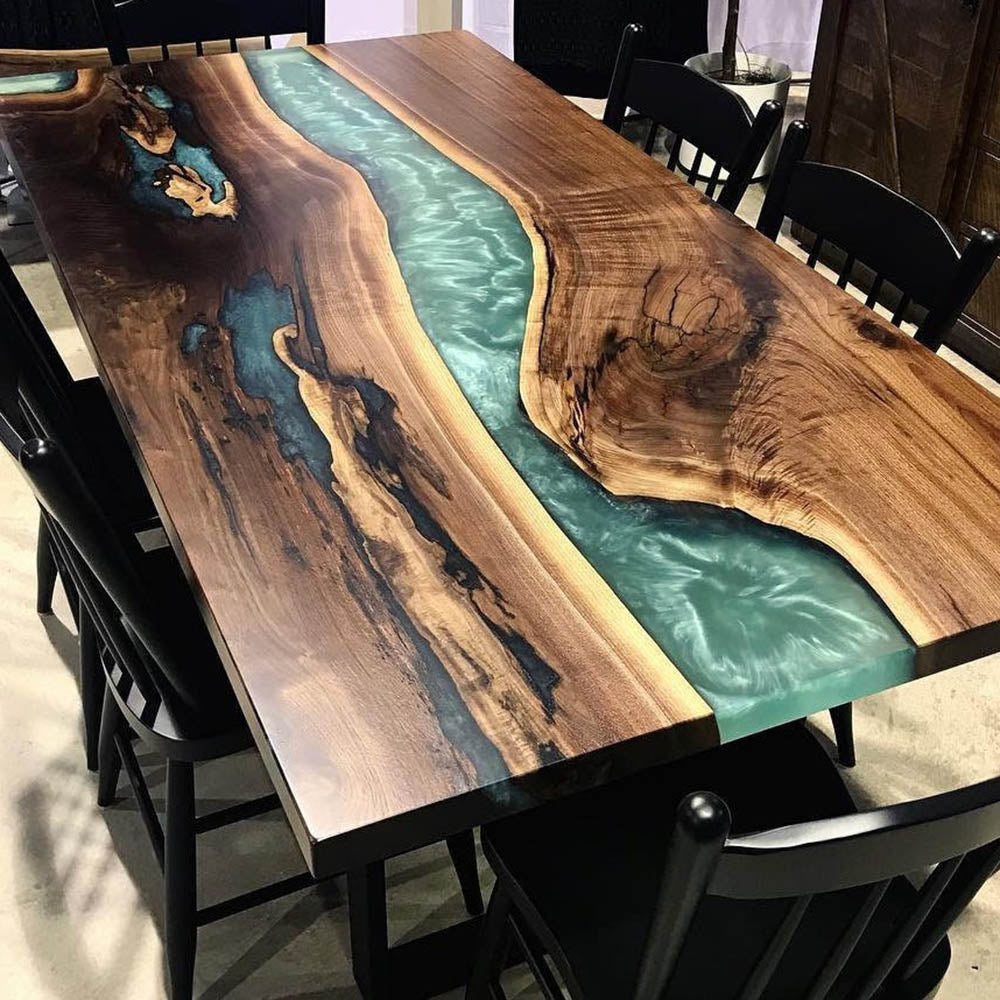 Custom Black Walnut Epoxy Table for Byran