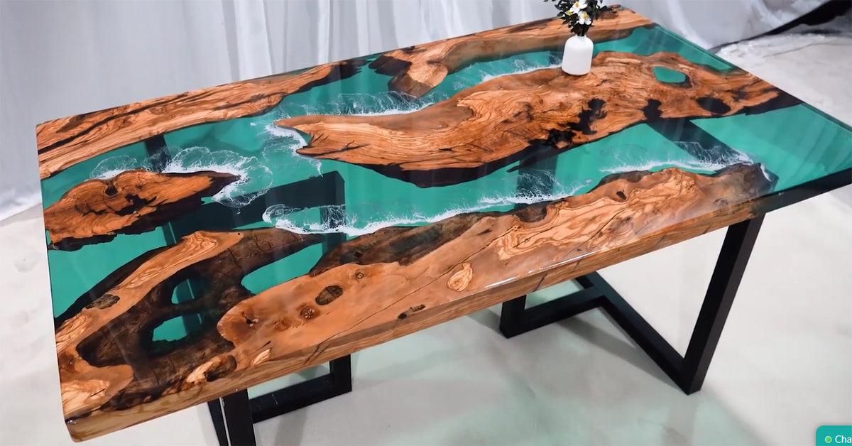 Epoxy natural best sale wood table