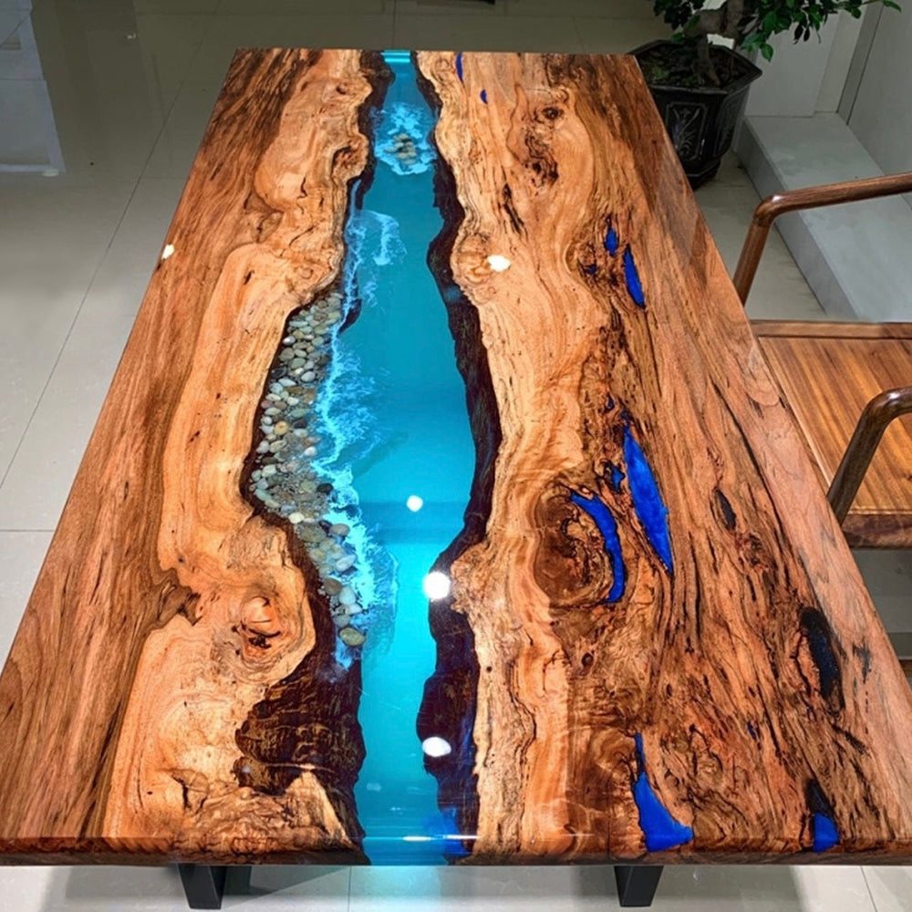 Custom Epoxy Blue River Table CT37 price difference $505.43 for Candice