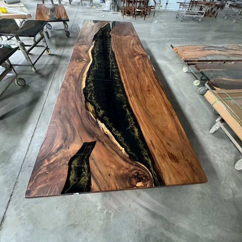 Custom Walnut Epoxy River Table Black CT49