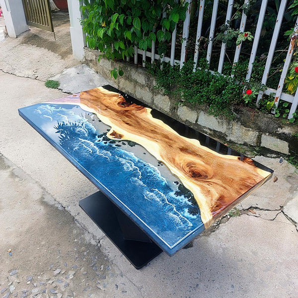 Custom Ideas Walnut Table Top Epoxy Live Edge Table KCT31