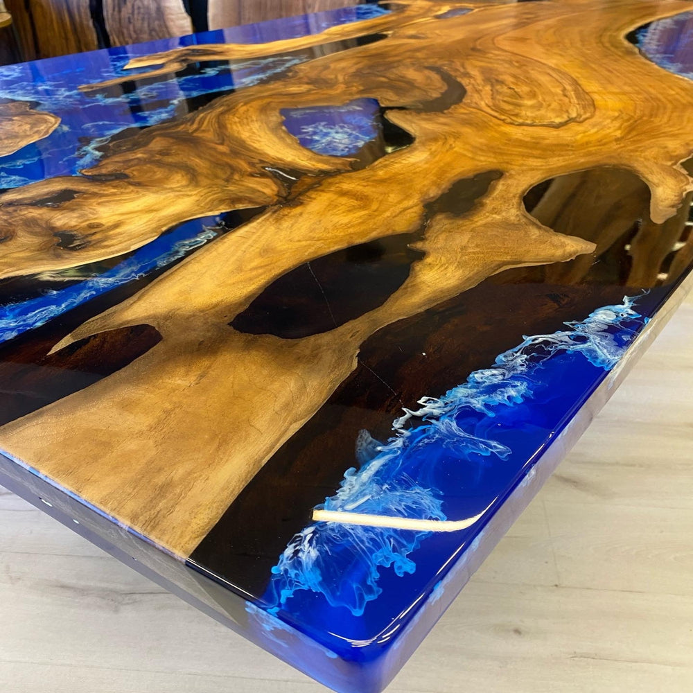 Custom Ocean Table, Epoxy Resin Table, Epoxy Dining Table, Live edge Walnut  Table | Iron's Custom Wood