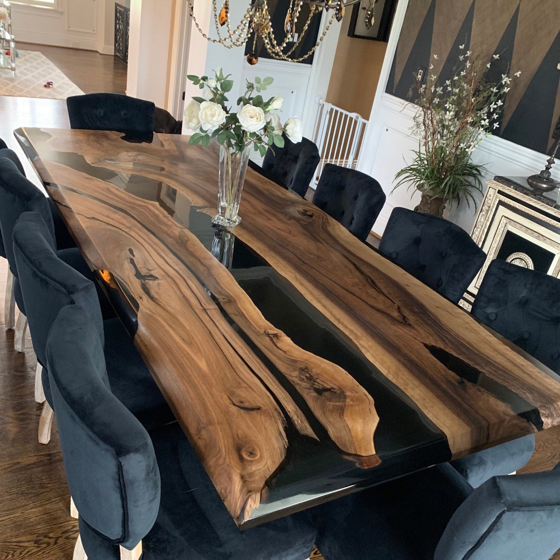 Custom Black Walnut Epoxy Table for Laurie