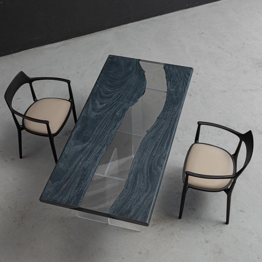 KAZANA Walnut Black transparent Epoxy River Table 