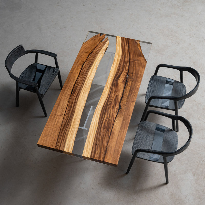 KAZANA Walnut Clear Epoxy River Table Straight Edge