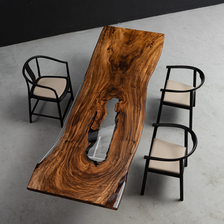 KAZANA-Walnut-Wood-Epoxy-Dining-Table-Length-118