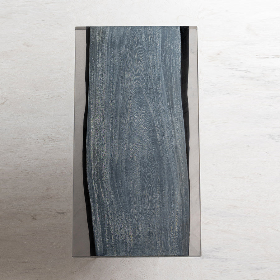 KAZANA Walnut Wood Epoxy Table Carbonized 31.5"W 59.4"L
