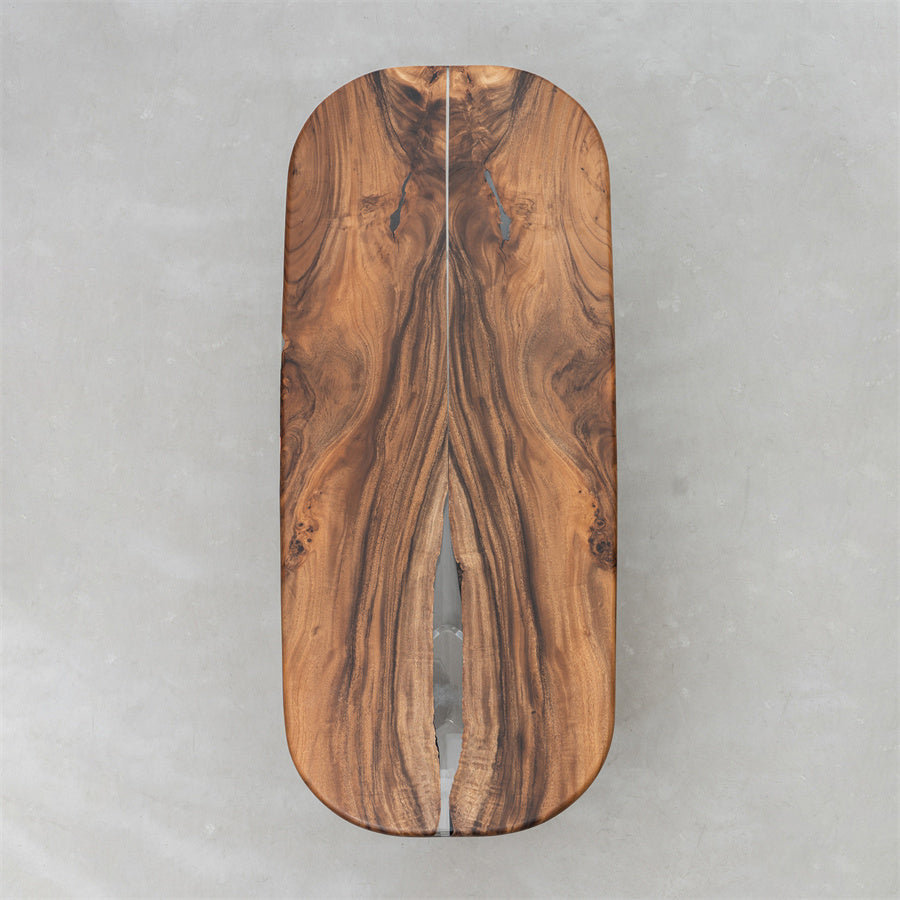 KAZANA Walnut Wood Epoxy Table Rounded Corners 31.5"W 78.5"L