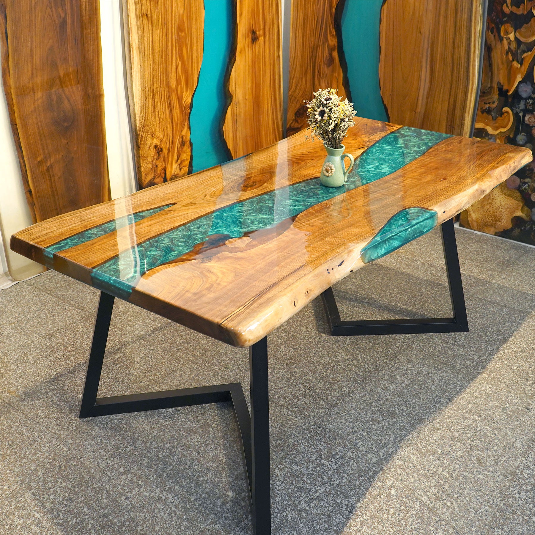 Black Walnut Epoxy Wood Resin Table - Kazanahome