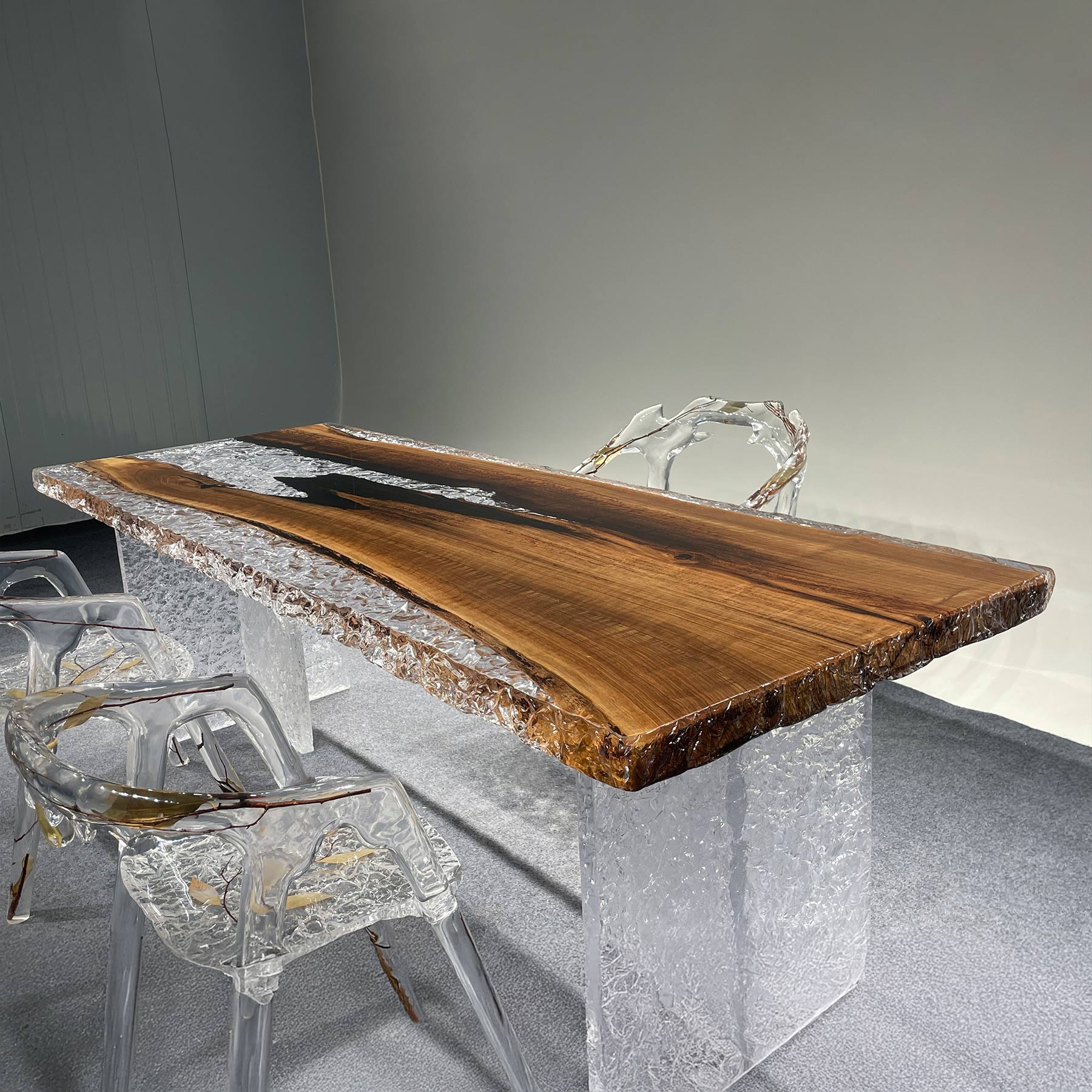 Ice Crack Epoxy Resin Wood Table - Kazanahome