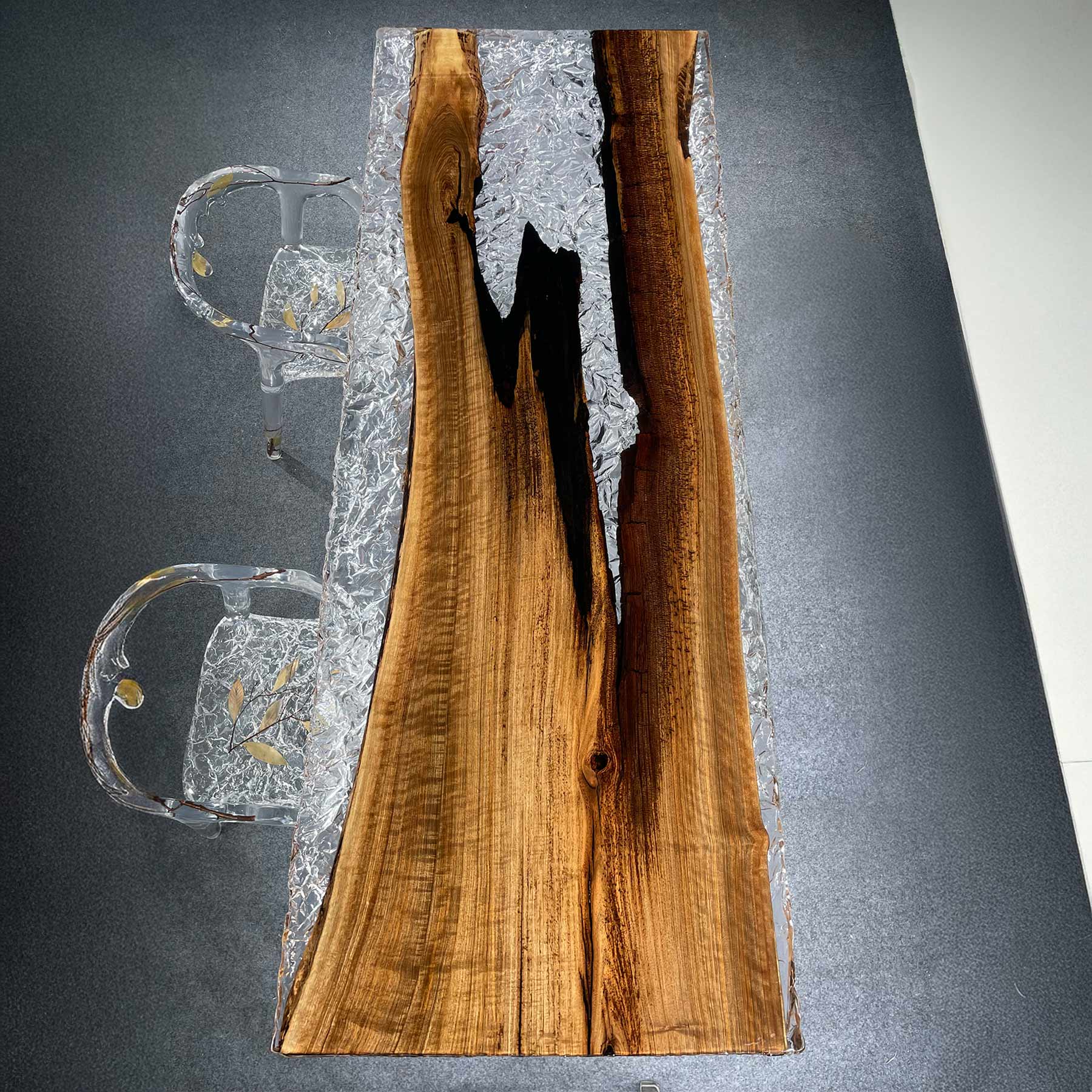 Black Walnut Wood and Epoxy Table - Kazanahome