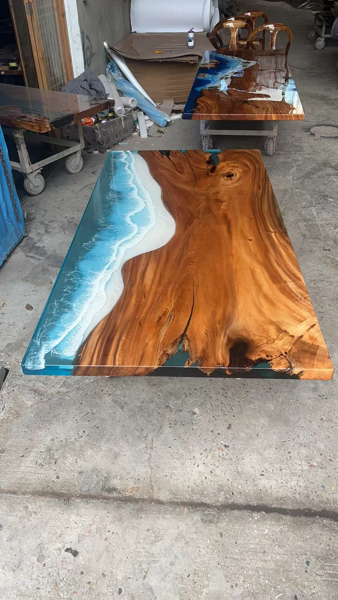 Custom Wave Ocean Walnut Epoxy Table Deposit $2068.29 for Marschall