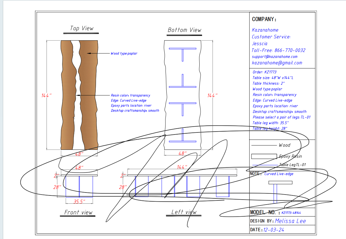 Custom Poplar Epoxy Table Balance $3770 for Mike