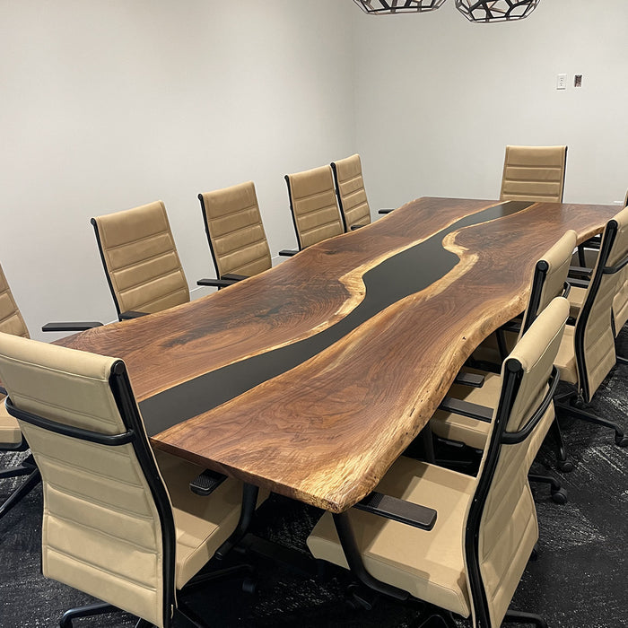 Custom Black Walnut Live Edge Epoxy Conference Table fot Scott