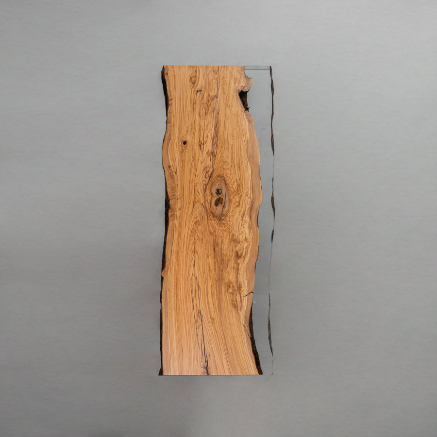 KAZANA Handmade Slab Olive Wood Epoxy Live Edge Table 32.28"W 89.76"L