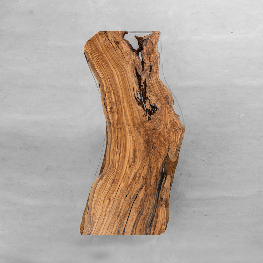KAZANA Olive Live Edge Wood Epoxy Resin Table 37.8"W 91.34"L