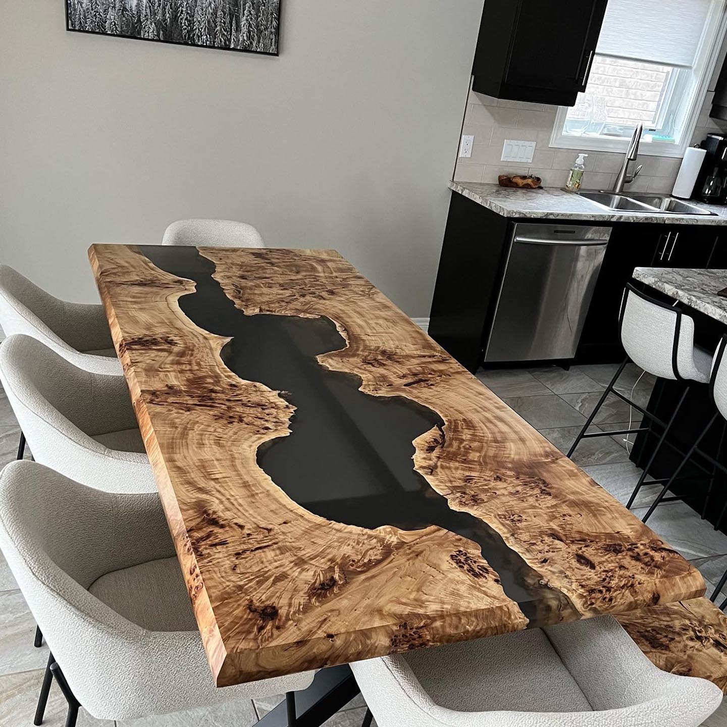 Custom Poplar Wood Epoxy Resin River Table CT84