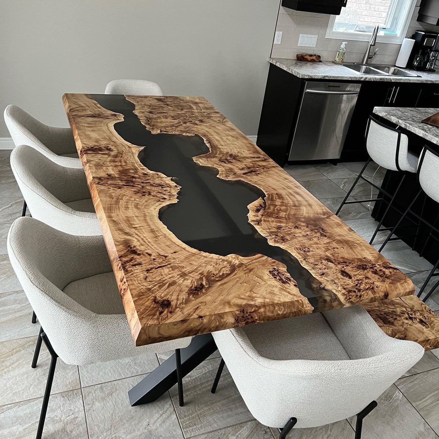 Custom Poplar Wood Epoxy Resin River Table CT84